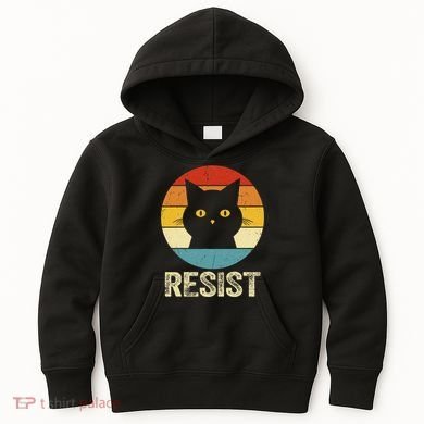 Funny Resist Retro Cat Resist Kids Hoodie