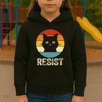 Funny Resist Retro Cat Resist Kids Hoodie thumb 3