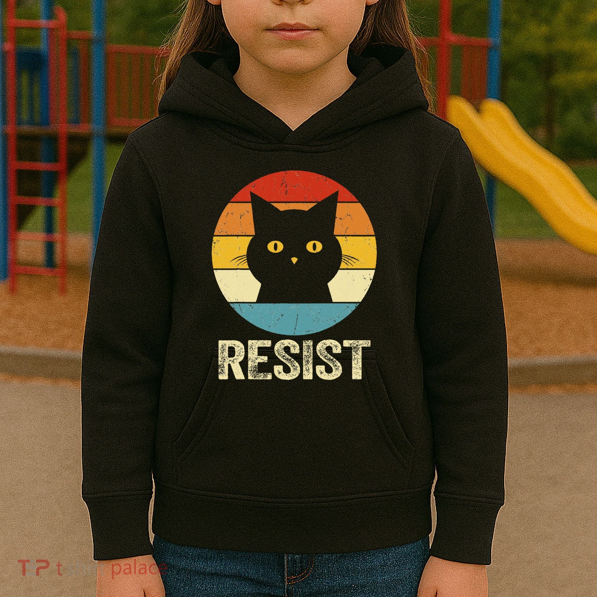 Funny Resist Retro Cat Resist Kids Hoodie