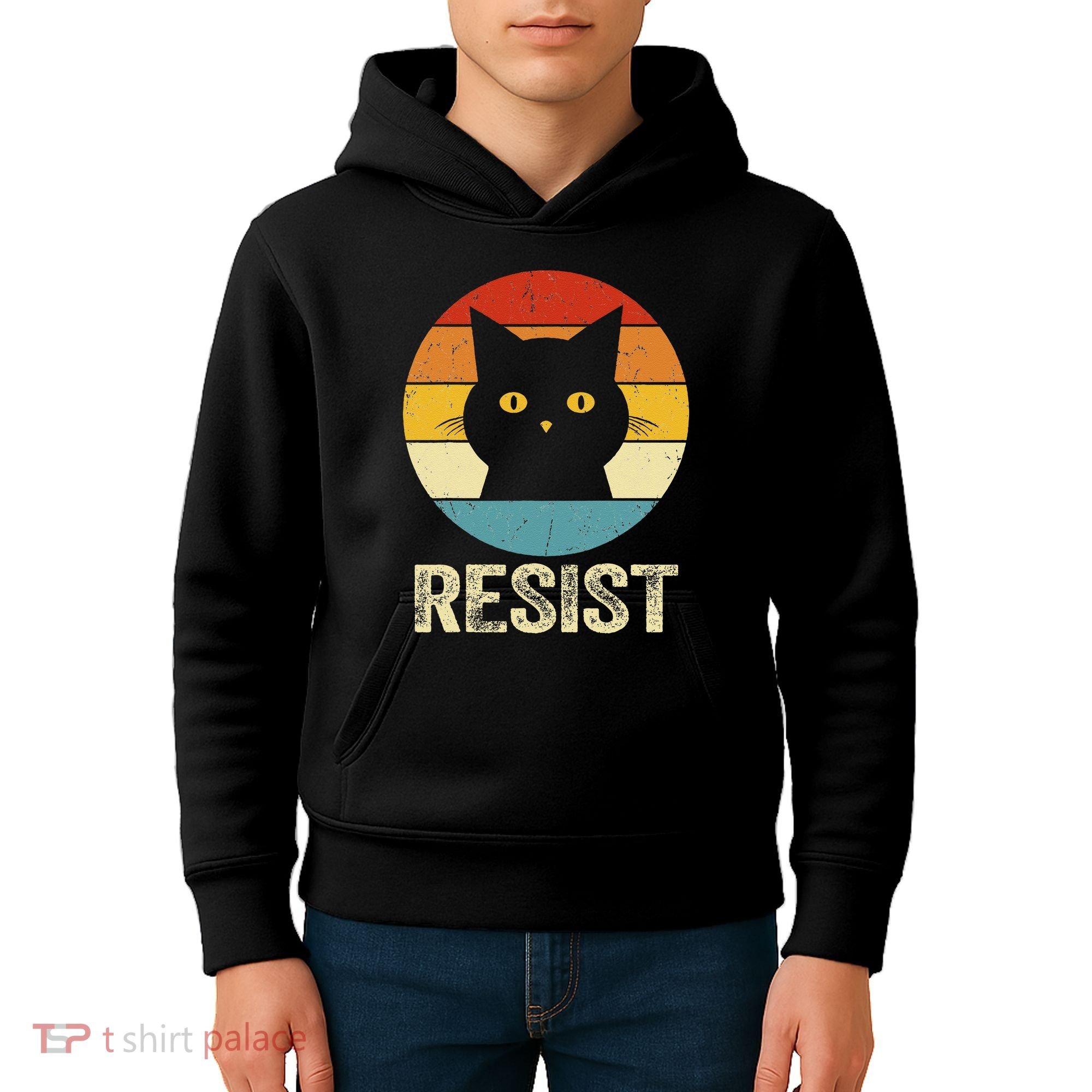 Funny Resist Retro Cat Resist Kids Hoodie