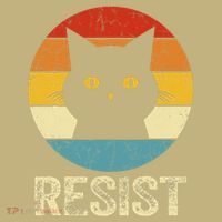Funny Resist Retro Cat Resist Button thumb 1