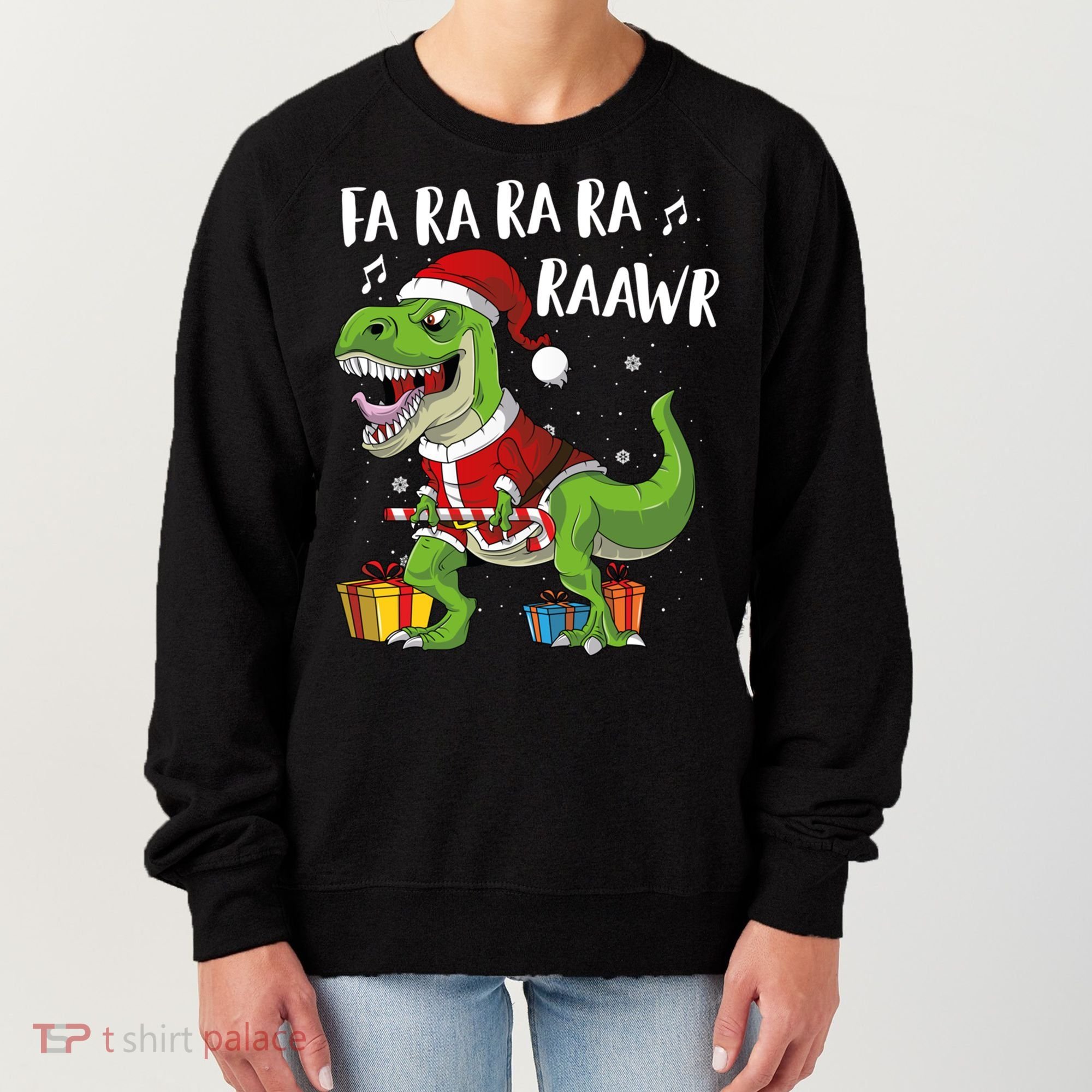 Fa Ra Ra Ra Ra Rawr Santa Dinosaur T Rex Funny Christmas Gift Women's Sweatshirt