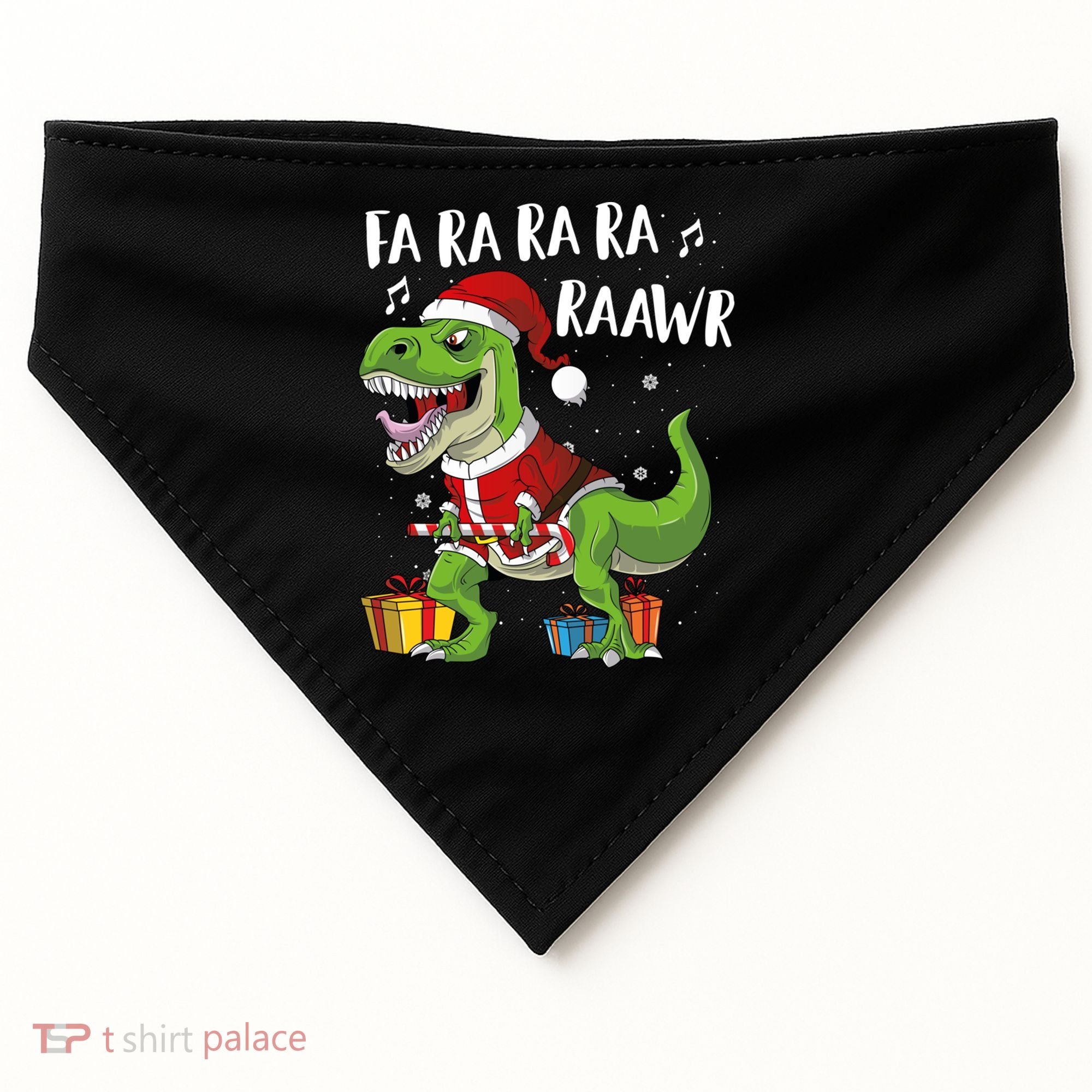 Fa Ra Ra Ra Ra Rawr Santa Dinosaur T Rex Funny Christmas Gift USA-Made Doggie Bandana