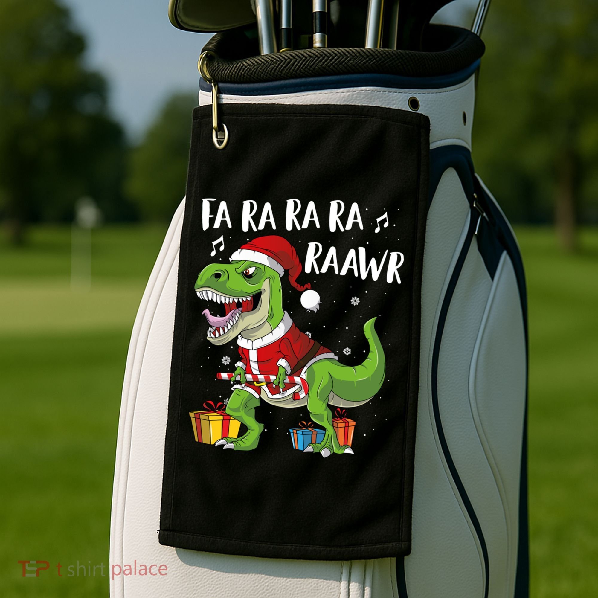 Fa Ra Ra Ra Ra Rawr Santa Dinosaur T Rex Funny Christmas Gift Golf Towel