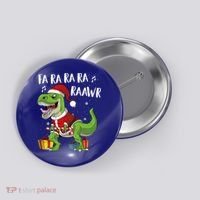Fa Ra Ra Ra Ra Rawr Santa Dinosaur T Rex Funny Christmas Gift Button thumb 0