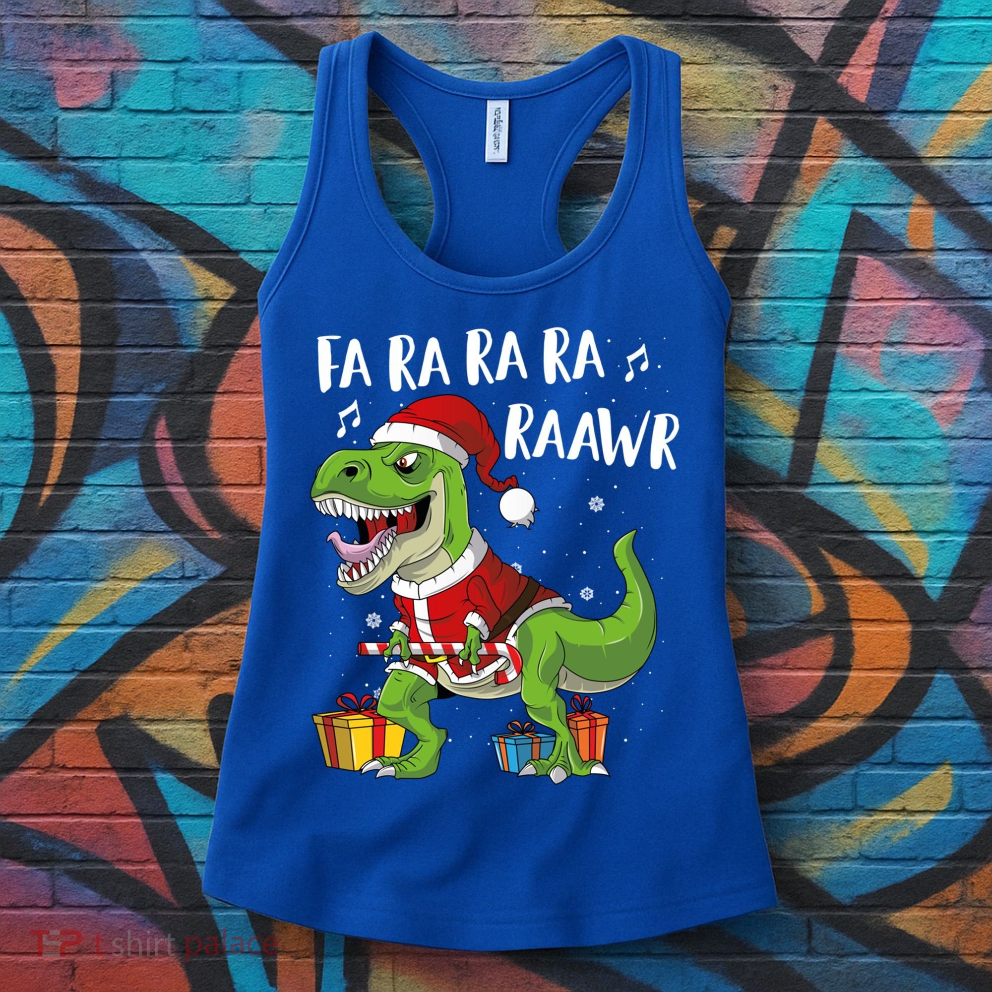 Fa Ra Ra Ra Ra Rawr Santa Dinosaur T Rex Funny Christmas Gift Women's Tank Top