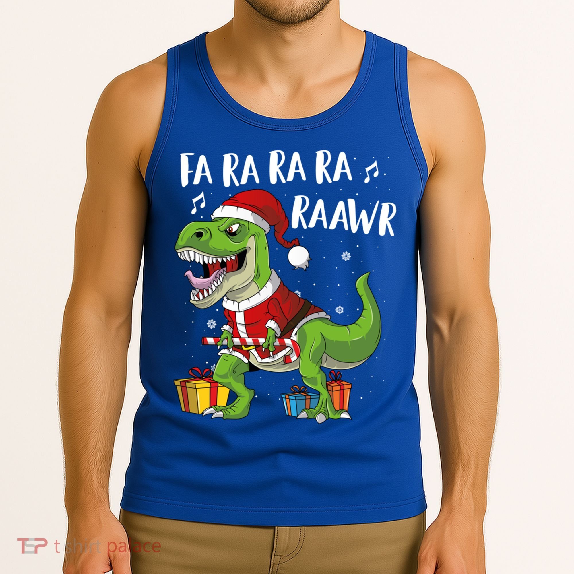 Fa Ra Ra Ra Ra Rawr Santa Dinosaur T Rex Funny Christmas Gift Tank Top