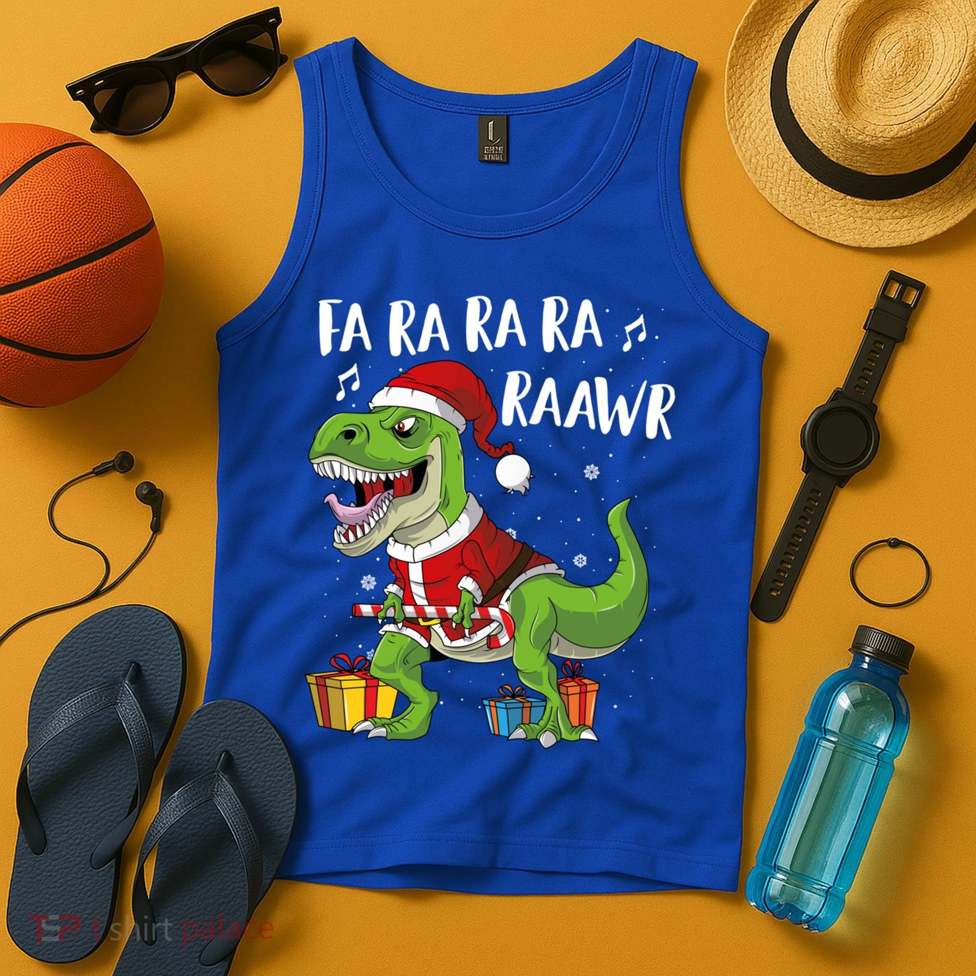 Fa Ra Ra Ra Ra Rawr Santa Dinosaur T Rex Funny Christmas Gift Tank Top