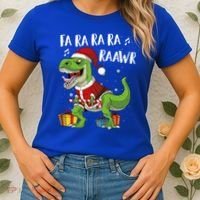 Fa Ra Ra Ra Ra Rawr Santa Dinosaur T Rex Funny Christmas Gift Women's T-Shirt thumb 2