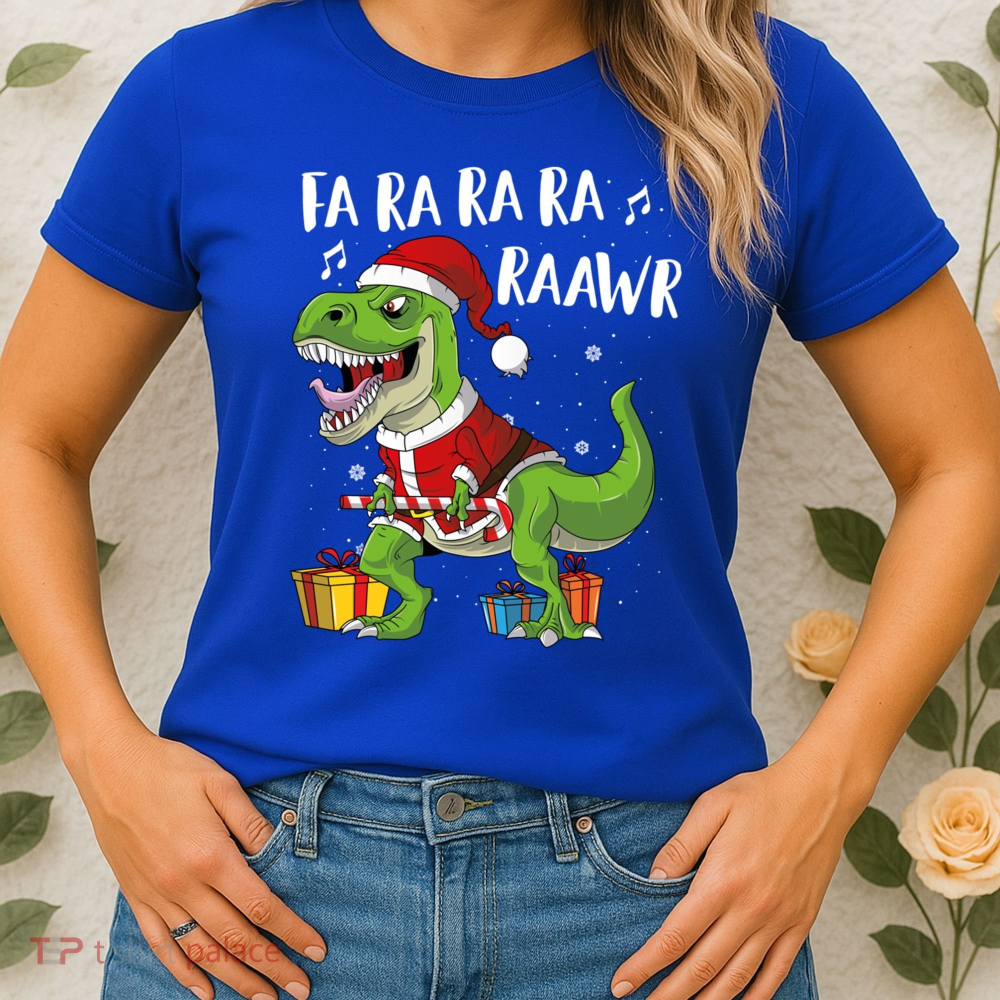 Fa Ra Ra Ra Ra Rawr Santa Dinosaur T Rex Funny Christmas Gift Women's T-Shirt