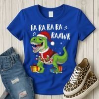 Fa Ra Ra Ra Ra Rawr Santa Dinosaur T Rex Funny Christmas Gift Women's T-Shirt thumb 3