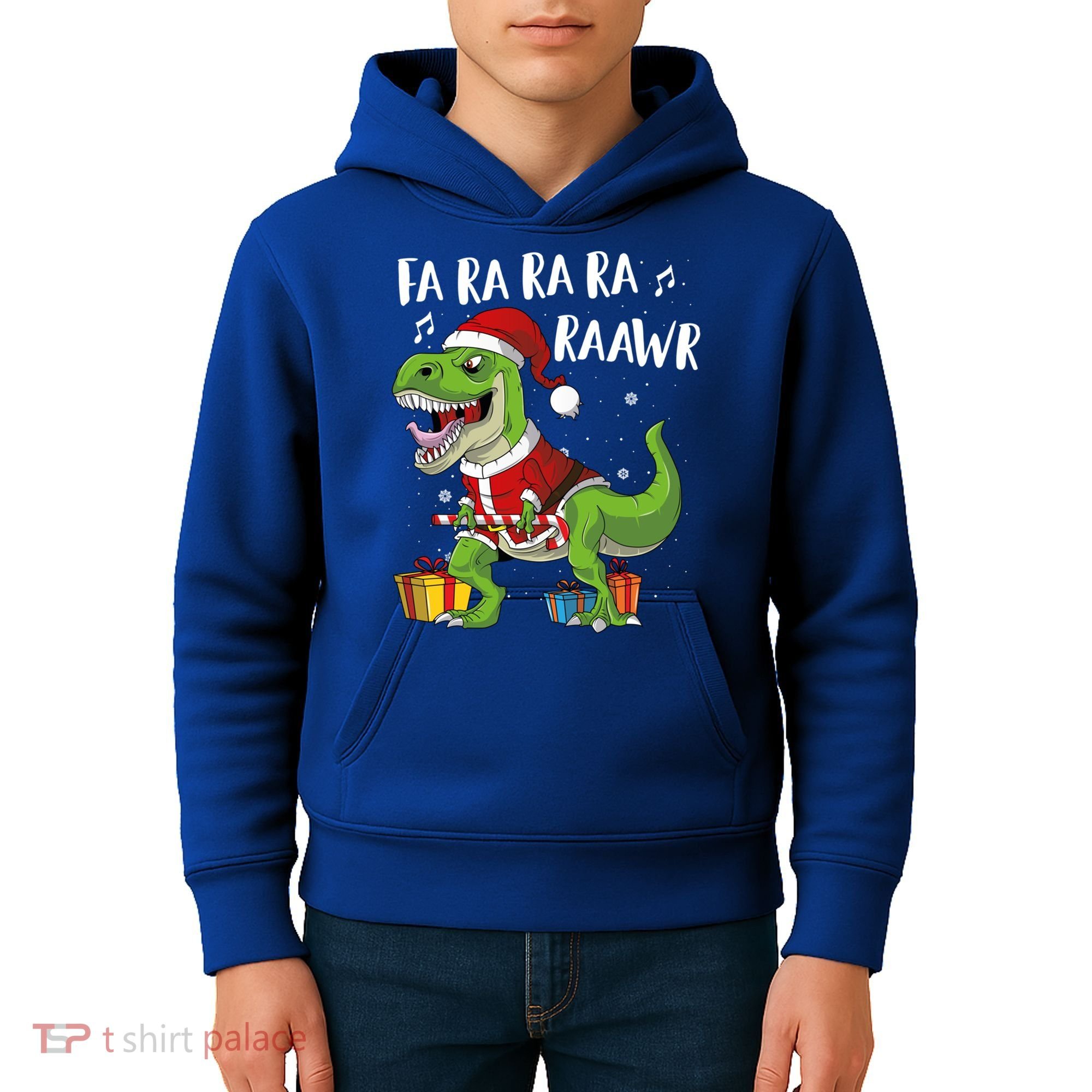 Fa Ra Ra Ra Ra Rawr Santa Dinosaur T Rex Funny Christmas Gift Kids Hoodie