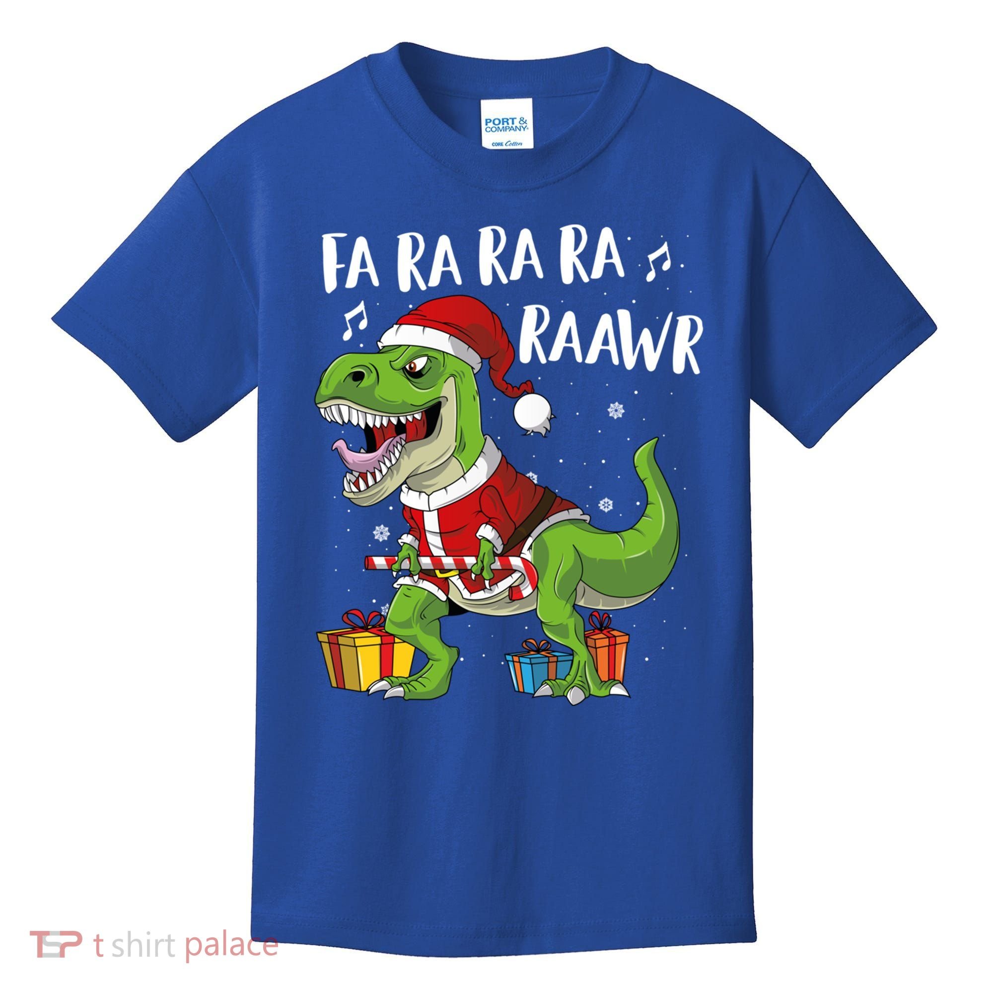 Fa Ra Ra Ra Ra Rawr Santa Dinosaur T Rex Funny Christmas Gift Kids T-Shirt