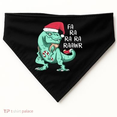 Fa Ra Ra Ra Raawr Christmas T Rex Dinosaur USA-Made Doggie Bandana