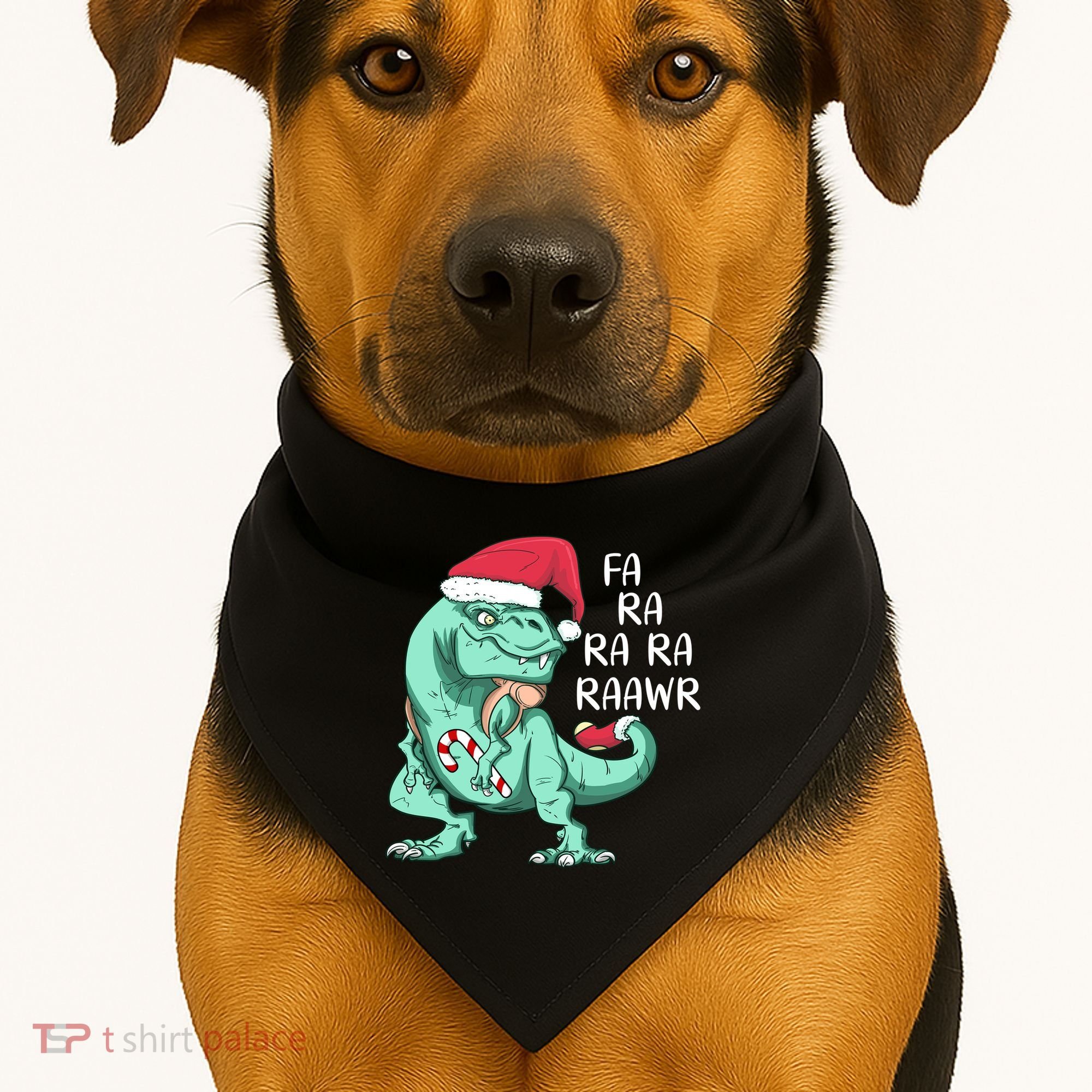 Fa Ra Ra Ra Raawr Christmas T Rex Dinosaur USA-Made Doggie Bandana