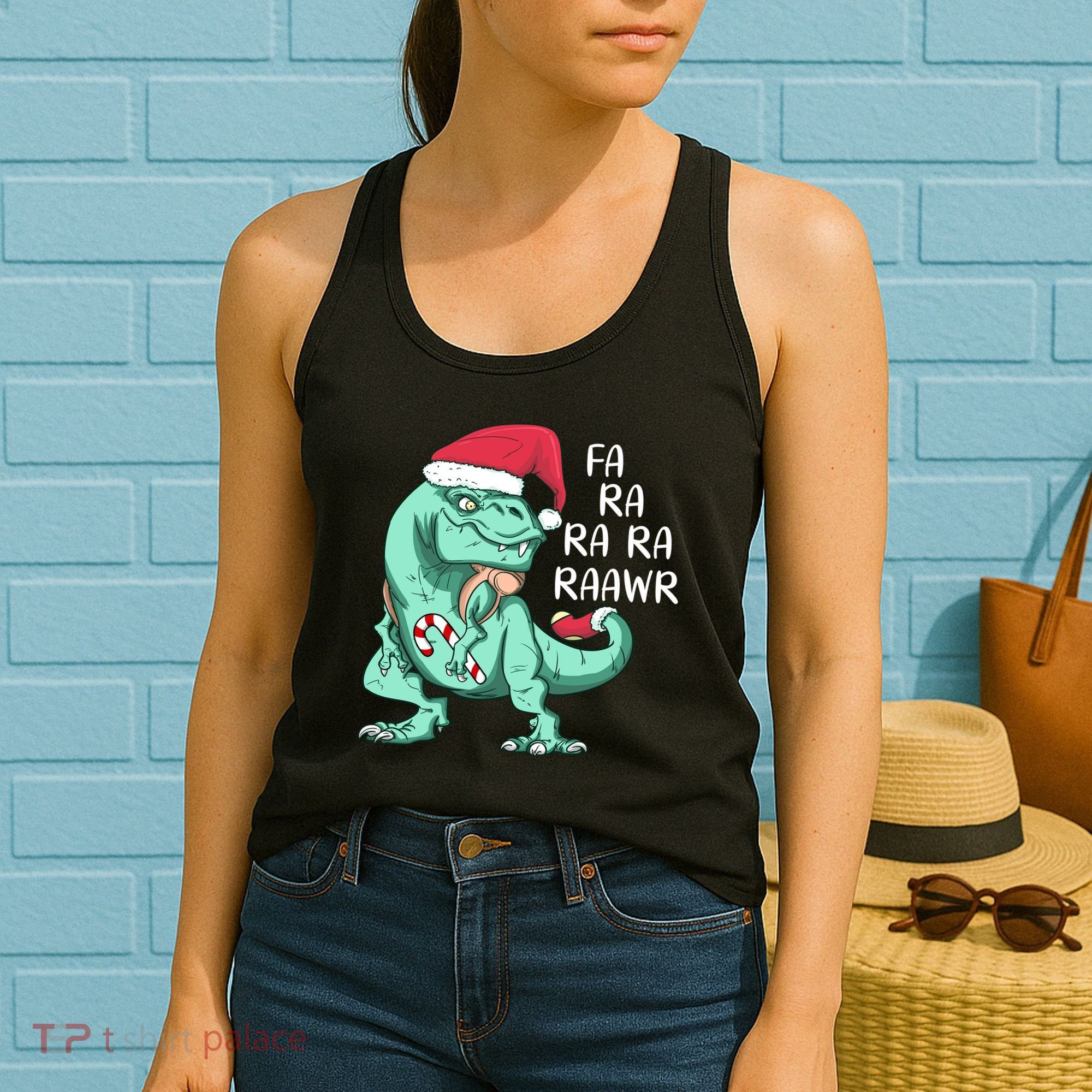 Fa Ra Ra Ra Raawr Christmas T Rex Dinosaur Women's Tank Top
