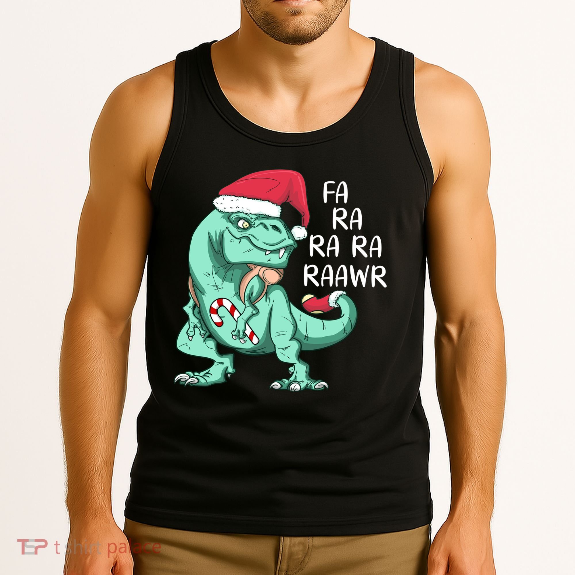 Fa Ra Ra Ra Raawr Christmas T Rex Dinosaur Tank Top