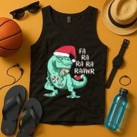 Fa Ra Ra Ra Raawr Christmas T Rex Dinosaur Tank Top thumb 4