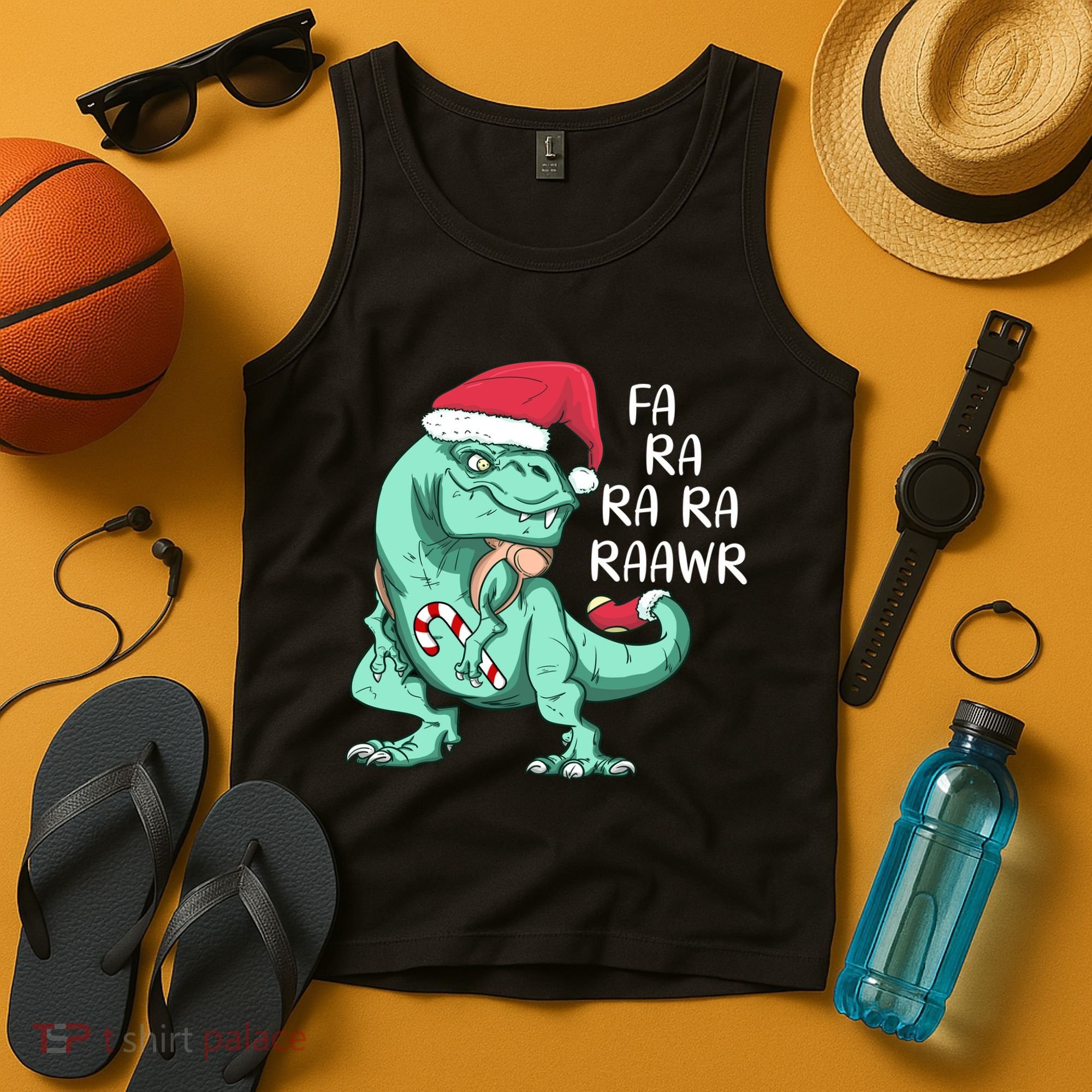 Fa Ra Ra Ra Raawr Christmas T Rex Dinosaur Tank Top