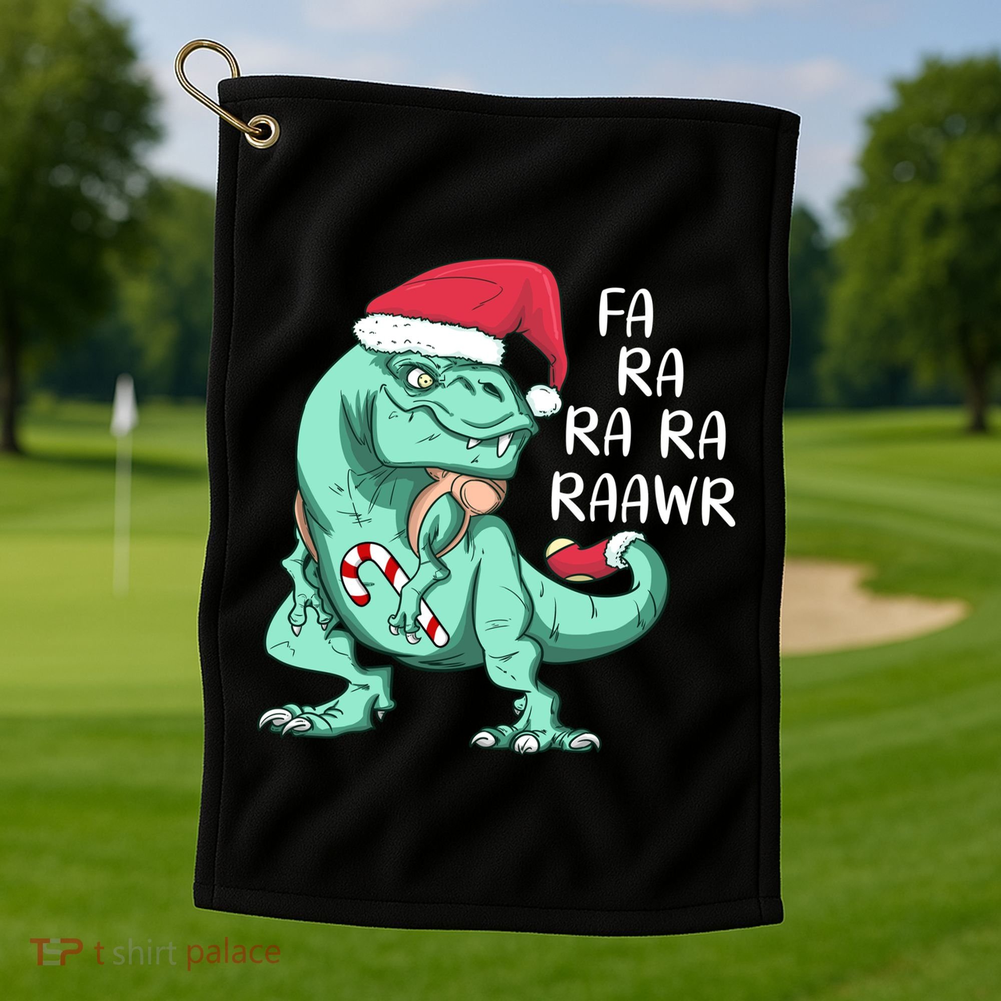 Fa Ra Ra Ra Raawr Christmas T Rex Dinosaur Golf Towel