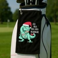 Fa Ra Ra Ra Raawr Christmas T Rex Dinosaur Golf Towel thumb 2