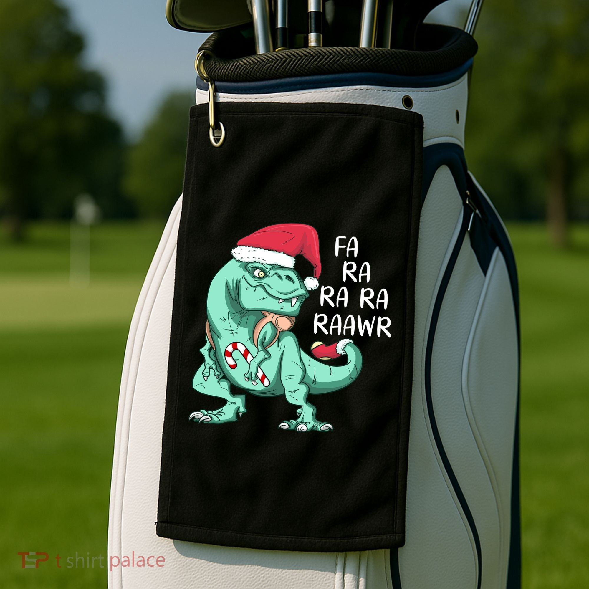 Fa Ra Ra Ra Raawr Christmas T Rex Dinosaur Golf Towel