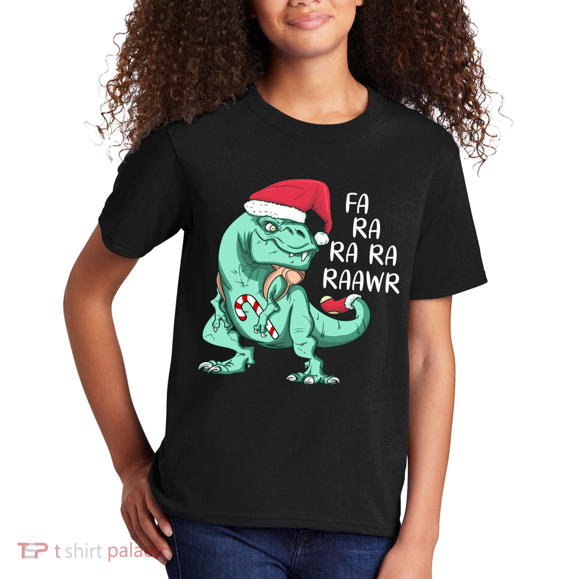 Fa Ra Ra Ra Raawr Christmas T Rex Dinosaur Kids T-Shirt