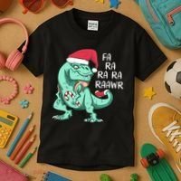 Fa Ra Ra Ra Raawr Christmas T Rex Dinosaur Kids T-Shirt thumb 3