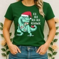Fa Ra Ra Ra Raawr Christmas T Rex Dinosaur Women's T-Shirt thumb 2