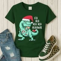 Fa Ra Ra Ra Raawr Christmas T Rex Dinosaur Women's T-Shirt thumb 3