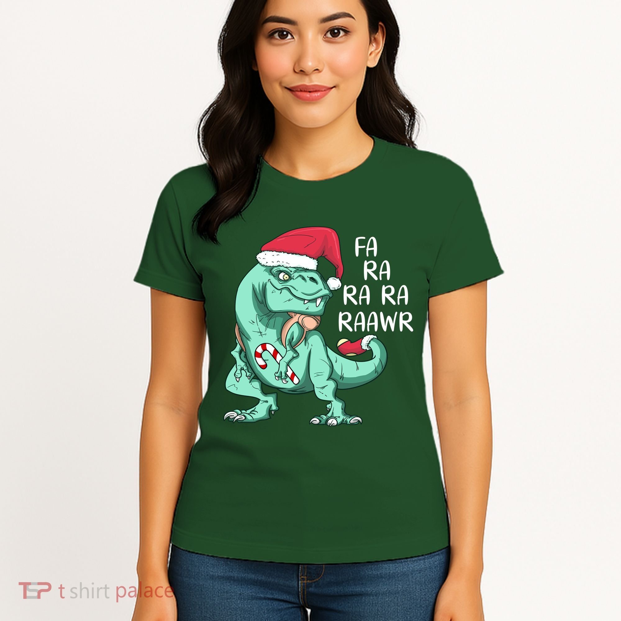 Fa Ra Ra Ra Raawr Christmas T Rex Dinosaur Women's T-Shirt