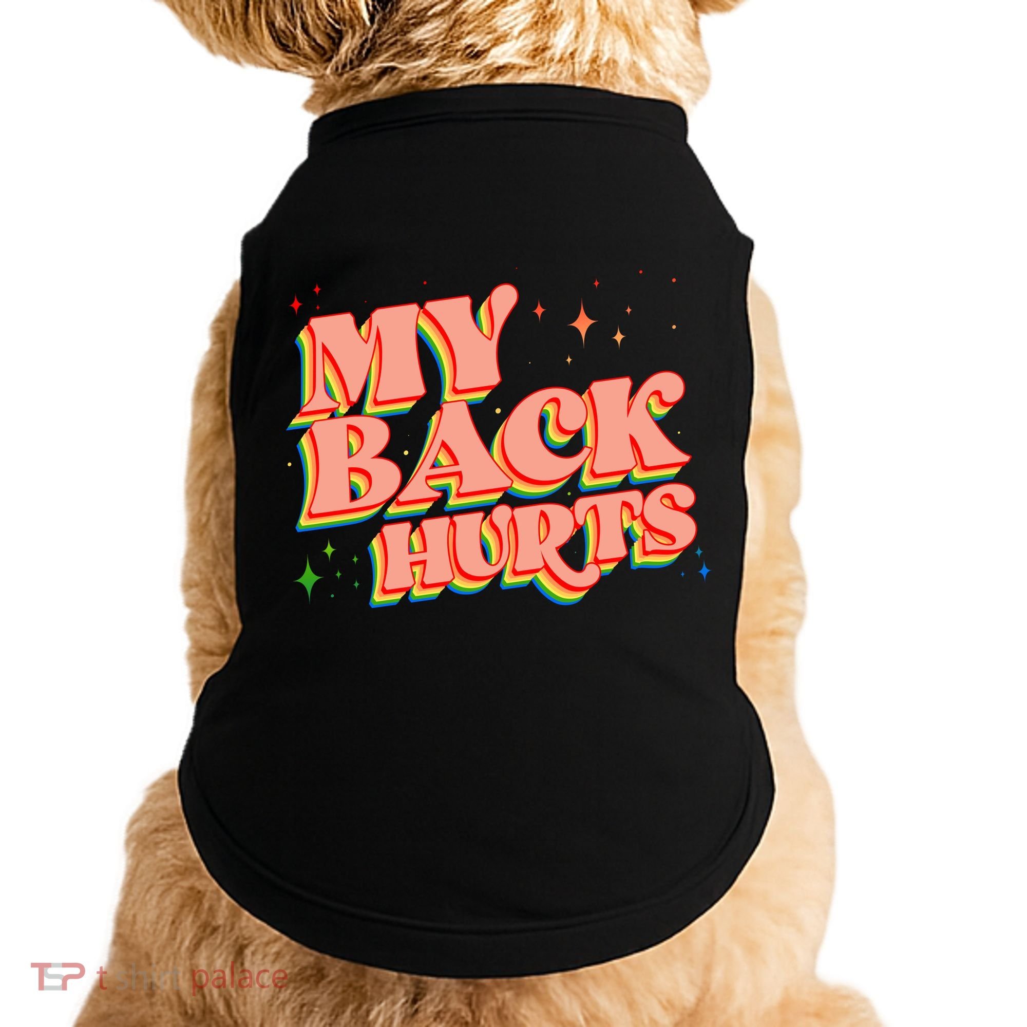 Funny Retro Rainbow My Back Hurts Doggie Tank