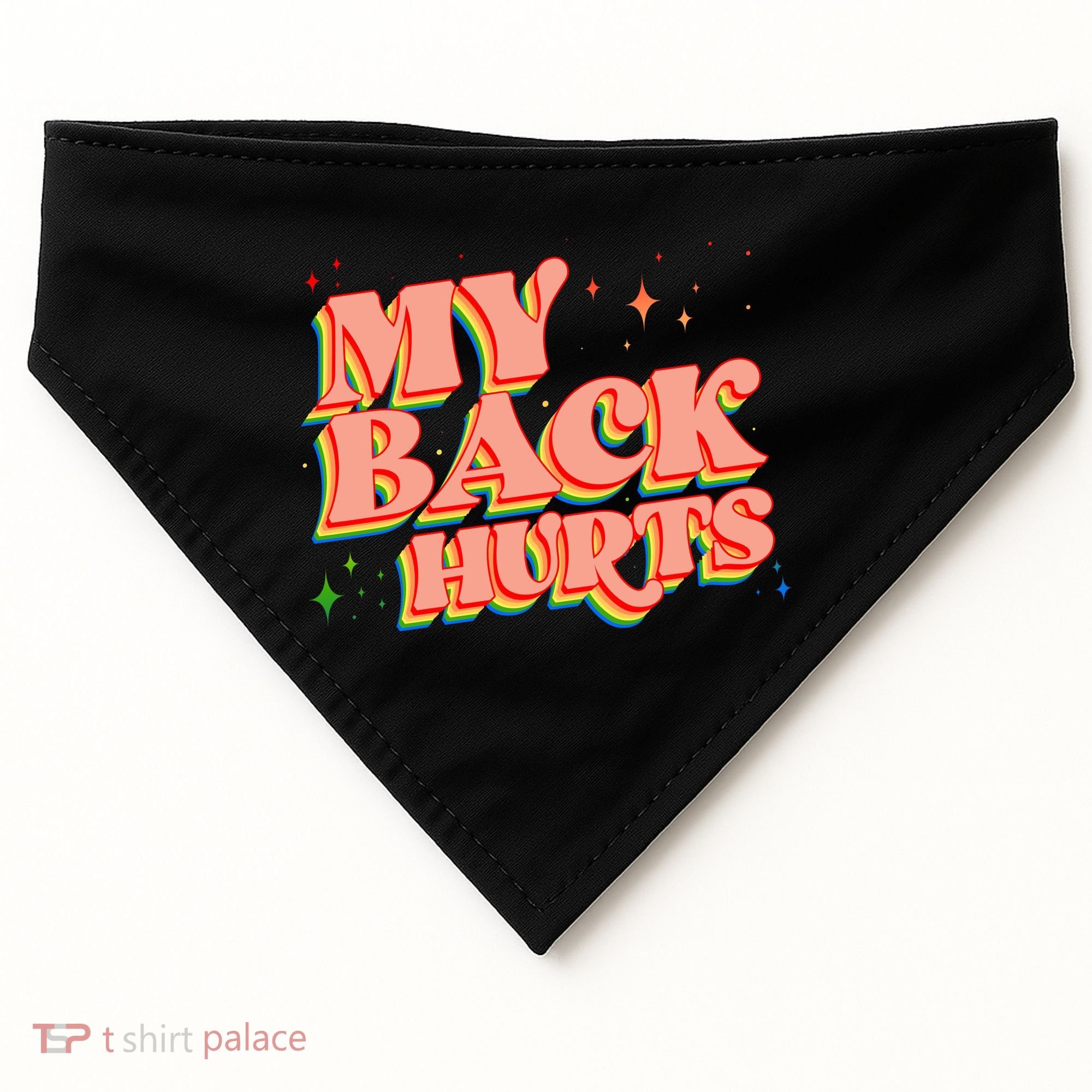 Funny Retro Rainbow My Back Hurts USA-Made Doggie Bandana