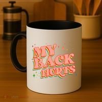 Funny Retro Rainbow My Back Hurts Coffee Mug thumb 4