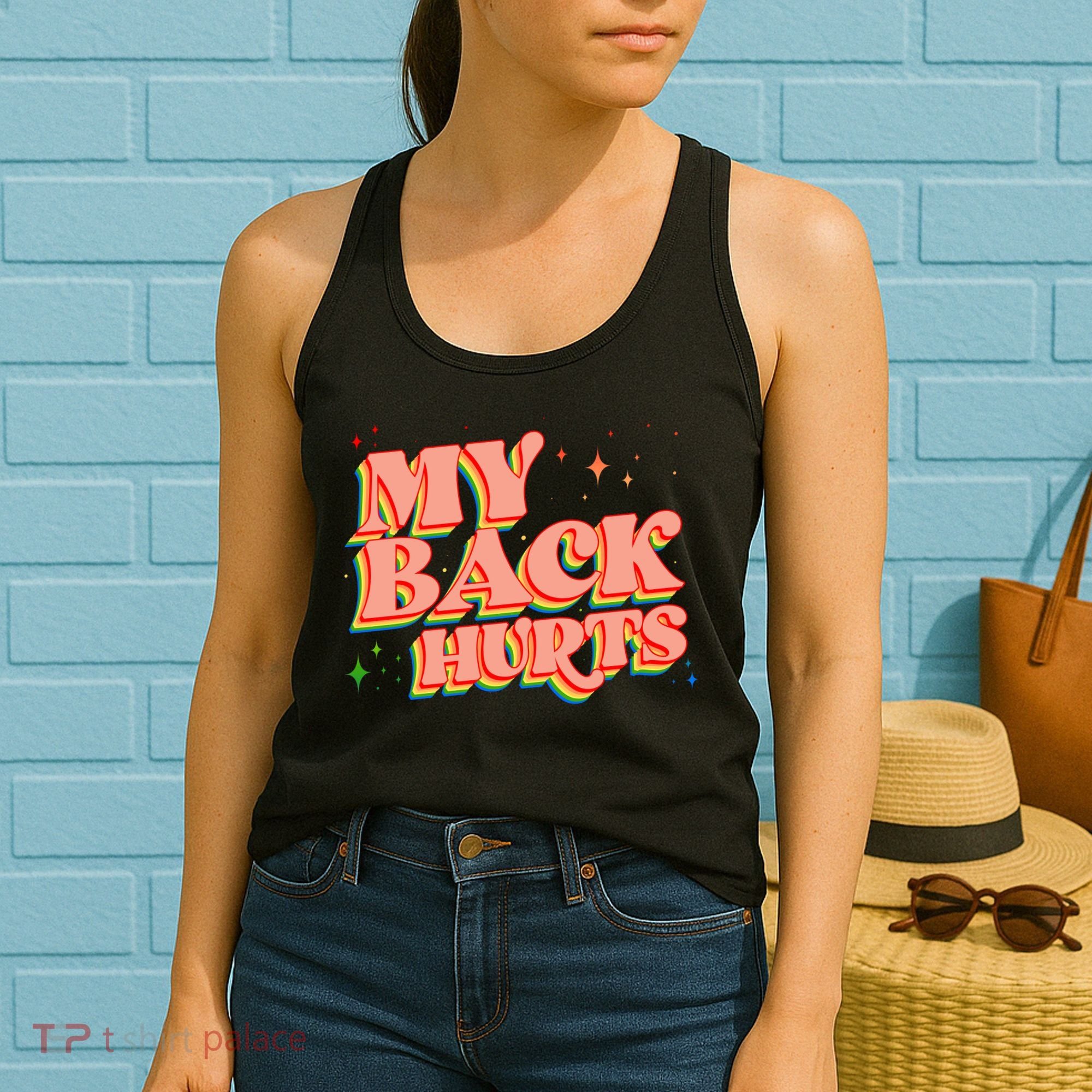 Funny Retro Rainbow My Back Hurts Women's Tank Top