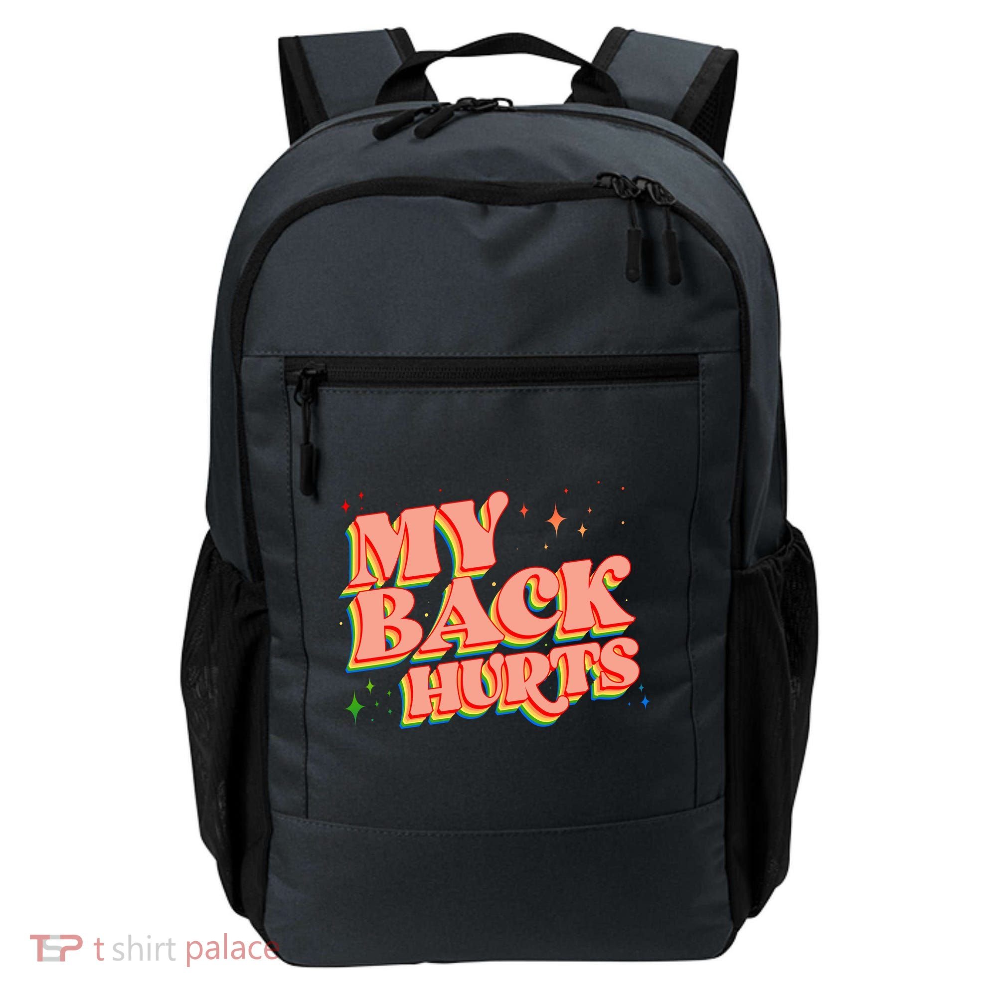 Funny Retro Rainbow My Back Hurts Backpack