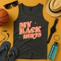 Funny Retro Rainbow My Back Hurts Tank Top thumb 4