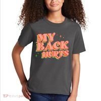 Funny Retro Rainbow My Back Hurts Kids T-Shirt thumb 2