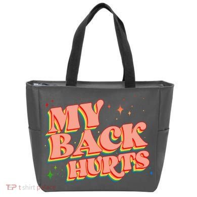 Funny Retro Rainbow My Back Hurts Tote Bag