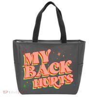 Funny Retro Rainbow My Back Hurts Tote Bag thumb 0