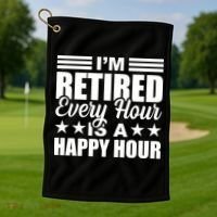 Funny Retired Retirement Golf Towel thumb 1