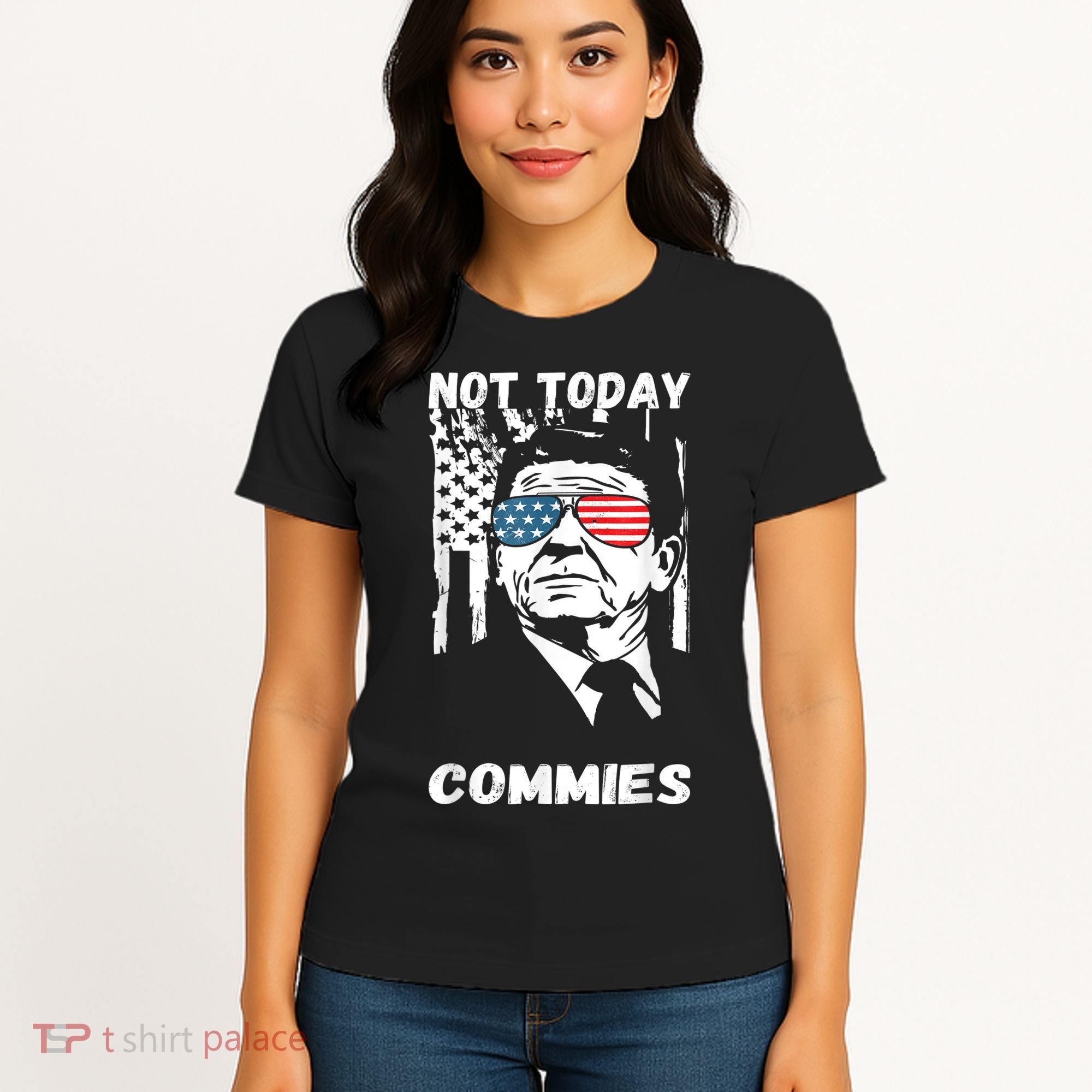 Funny Ronald Reagan Not Today Commie Political Humor Women's T-Shirt