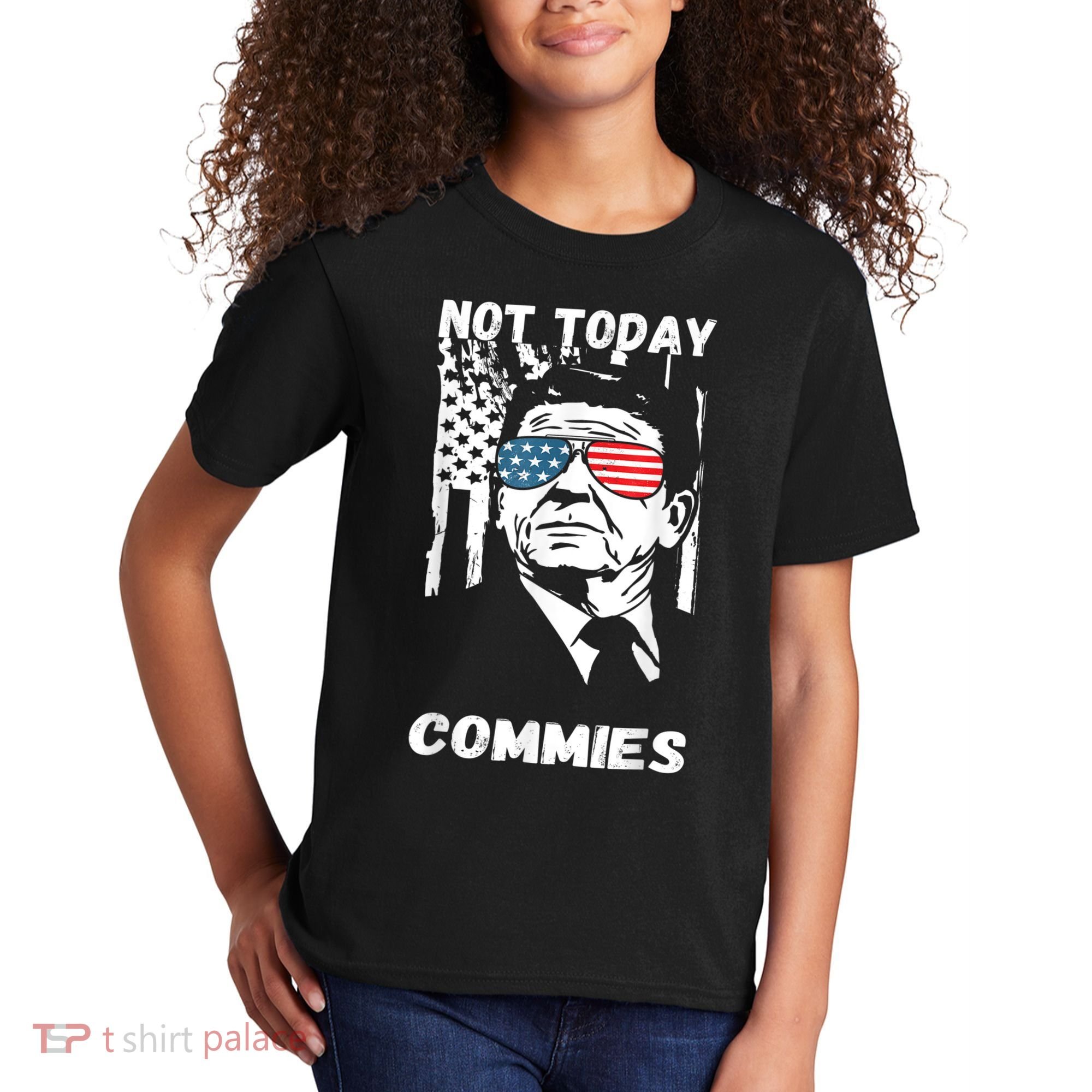 Funny Ronald Reagan Not Today Commie Political Humor Kids T-Shirt