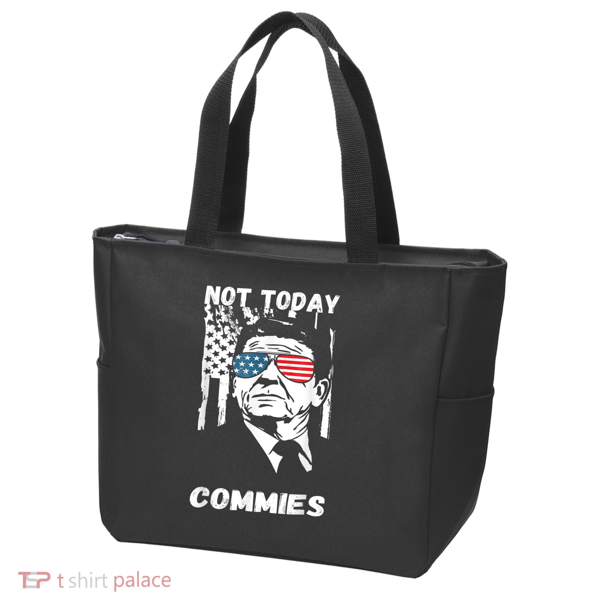Funny Ronald Reagan Not Today Commie Political Humor Tote Bag