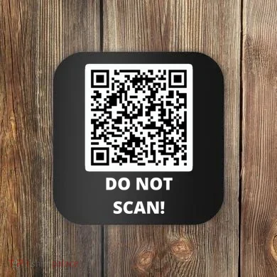 Funny Rick Roll Meme QR Code Do Not Scan Design Coaster