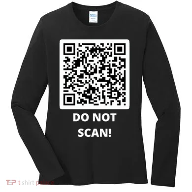 Funny Rick Roll Meme QR Code Do Not Scan Design Women's Long Sleeve Shirt