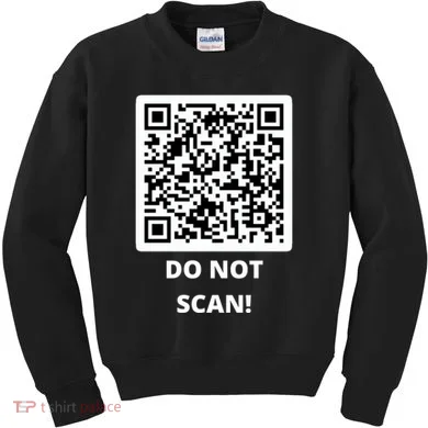 Funny Rick Roll Meme QR Code Do Not Scan Design Kids Sweatshirt