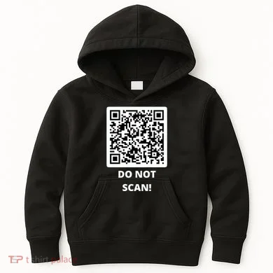 Funny Rick Roll Meme QR Code Do Not Scan Design Kids Hoodie