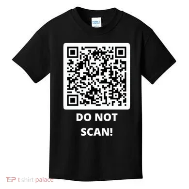 Funny Rick Roll Meme QR Code Do Not Scan Design Kids T-Shirt