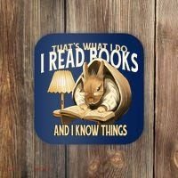 Funny Rabbit Reading Book That Is What I Do Coaster thumb 0